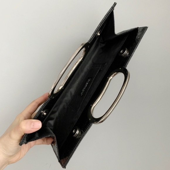 Giannini black Faux Patent Croc Leather Clutch - Picture 3 of 5